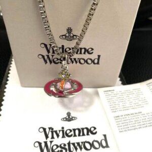 Vivienne Westwood TinyOrb 2.5cm Pink Shooting star Necklace Pendant w/drawstring